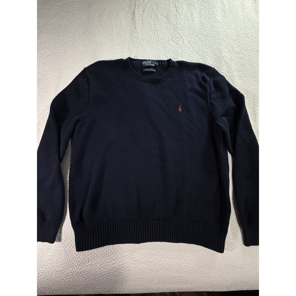 POLO Ralph Lauren Sweater Mens XL Navy Blue Crew Neck Exclusive Of Decoration